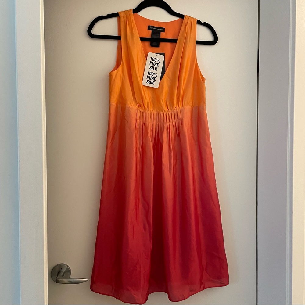 INC International Concepts Vibrant Orange Silk Dress